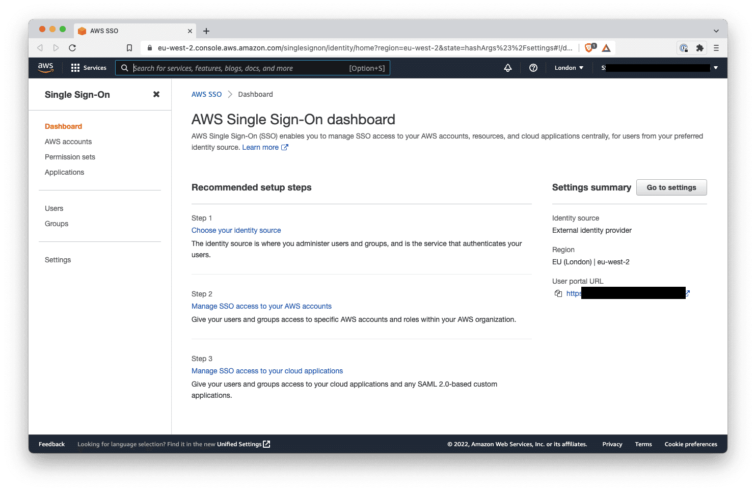 AWS SSO Console