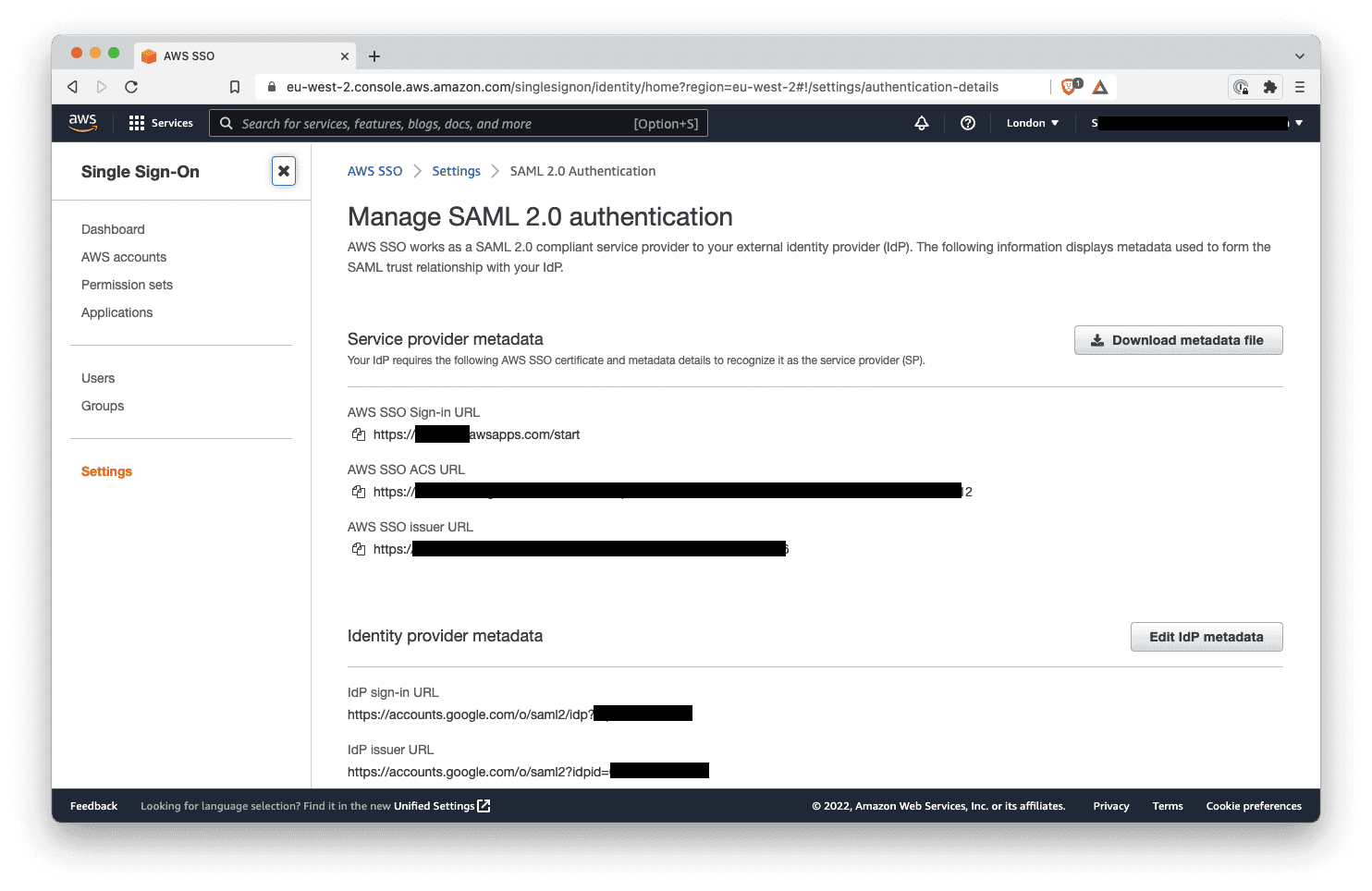 ACS Values - AWS SSO